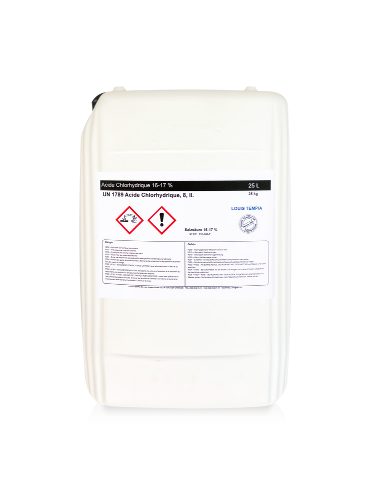 Acide Chlorhydrique techn. 16-17% 25L -  Louis TEMPIA SA, Genève