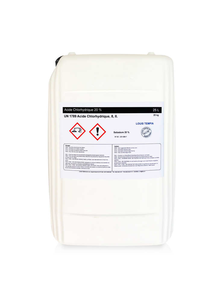 ACIDE CHLORHYDRIQUE 20% 25L - Louis TEMPIA SA, Genève