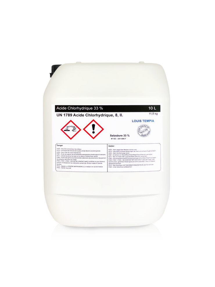 ACIDE CHLORHYDRIQUE 33% 10L - Louis TEMPIA SA, Genève