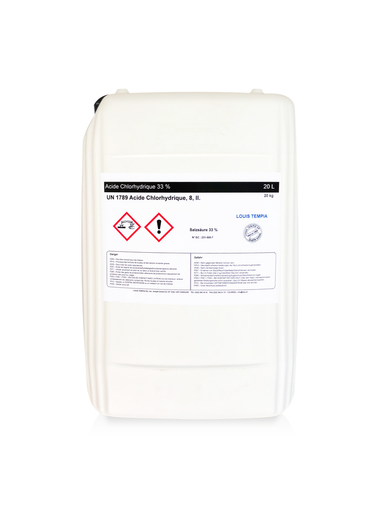 ACIDE CHLORHYDRIQUE 33% 25L - Louis TEMPIA SA, Genève