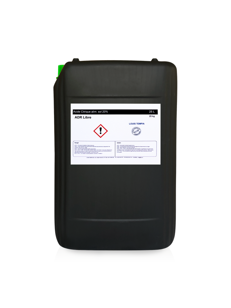 Acide CITRIQUE Solution 20% 25L - Louis TEMPIA SA, Genève