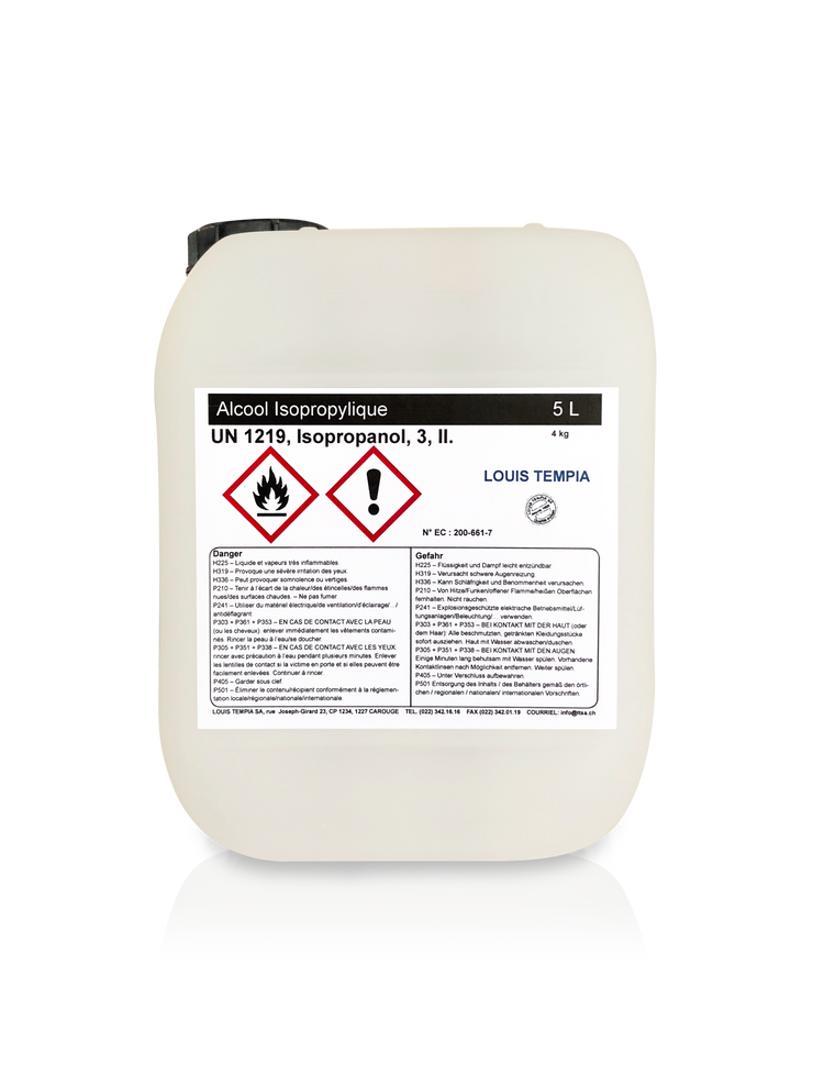 Alcool isopropylique 99,9% bidon de 5L - Louis TEMPIA SA, Genève